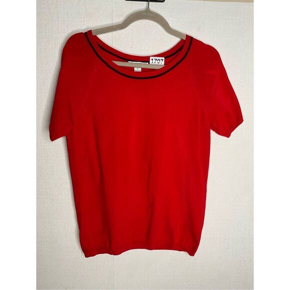 Pendleton Sweater Womens Medium Red Knit Short‎ Sleeve Silk Nylon Minimalist EUC - Picture 2 of 8